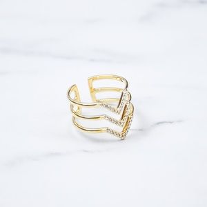 STELLA & DOT | Gold Pave Chevon Adjustable Ring